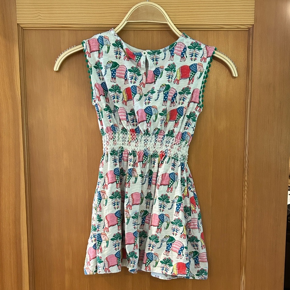 Mini Boden Elephant Print Dress - Pink and Blue